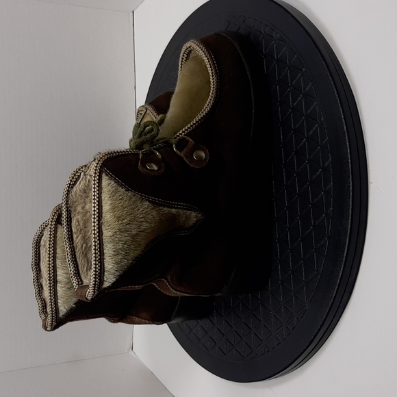 60s 70s Vintage Women's Brown Faux Fur Snow Boots Vintage Size 8 "true to size" - Picture 3 of 15